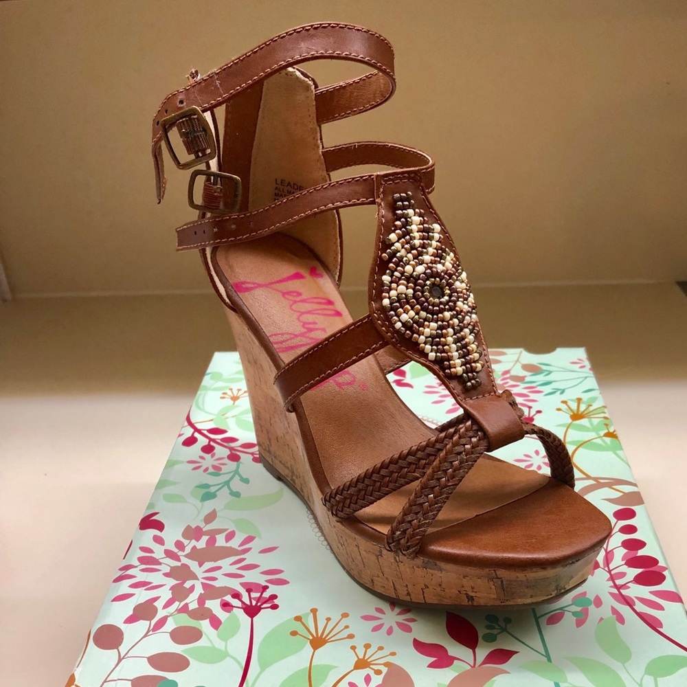 Jellypop Leader Wedges in Tan - NWB